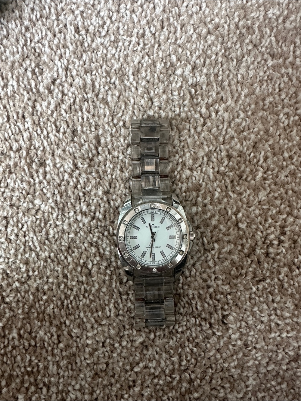 Anne Klein Silver Tone Bracelet Watch with White Dial